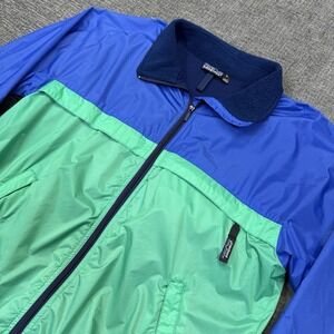 Vtg Patagonia Jacket Mens Small Blue Green Colorblock Nylon Windbreaker Gorpcore